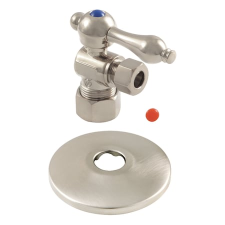 Kingston Brass CC53308K 5/8-Inch X 3/8-Inch OD Comp Quarter Turn Valve with Flange, Brushed Nickel CC53308K